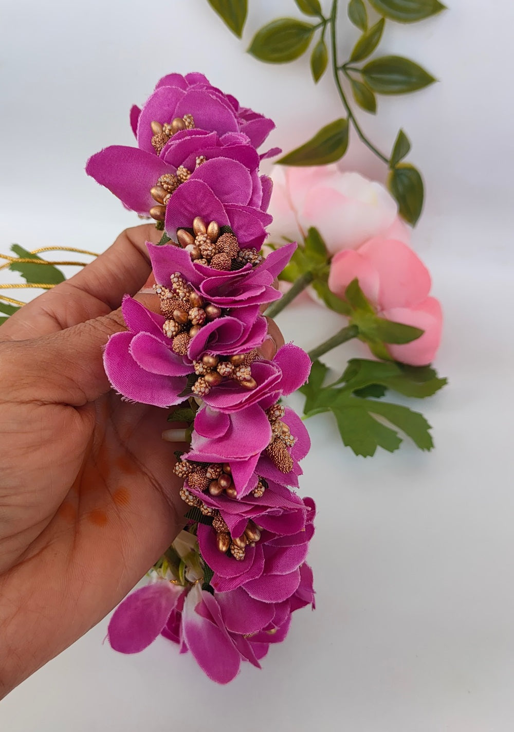 Arificial Purple Orchids Flower Gajra | Grocsy