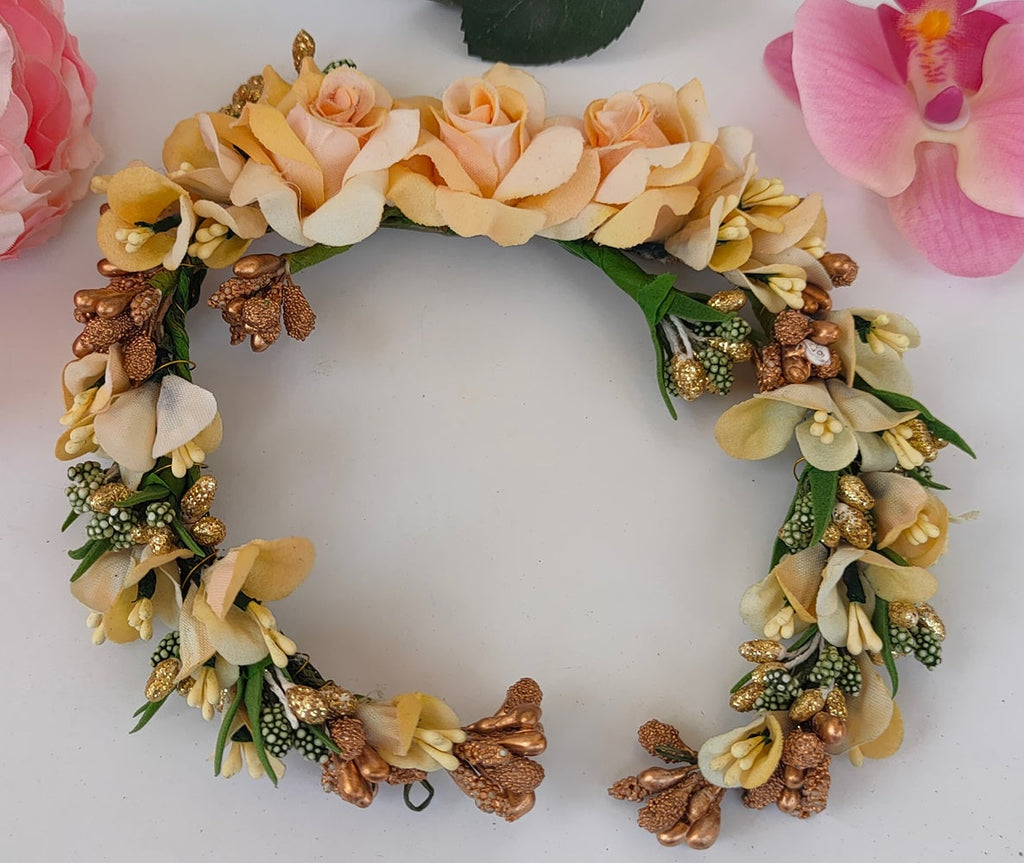 Gold Bridal Flower Hair Gajra | Grocsy