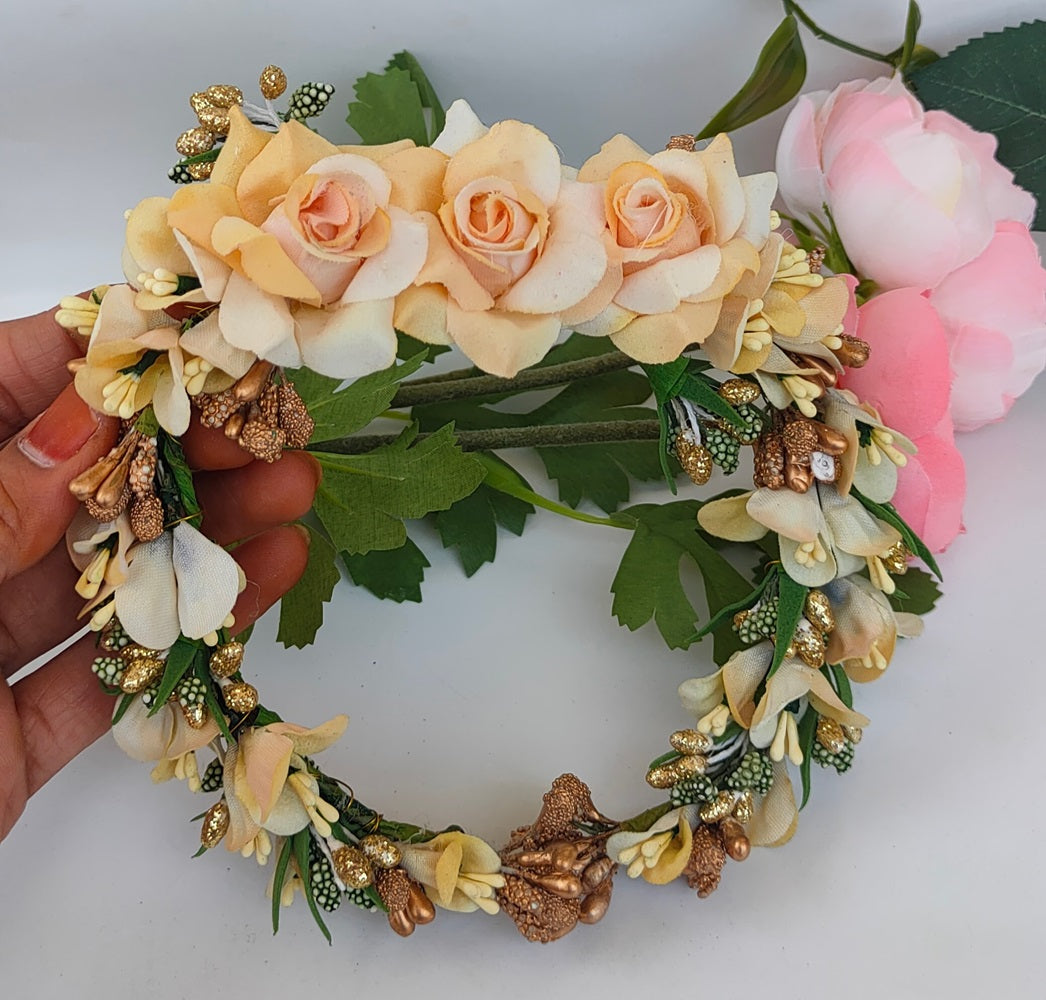 Gold Bridal Flower Hair Gajra | Grocsy