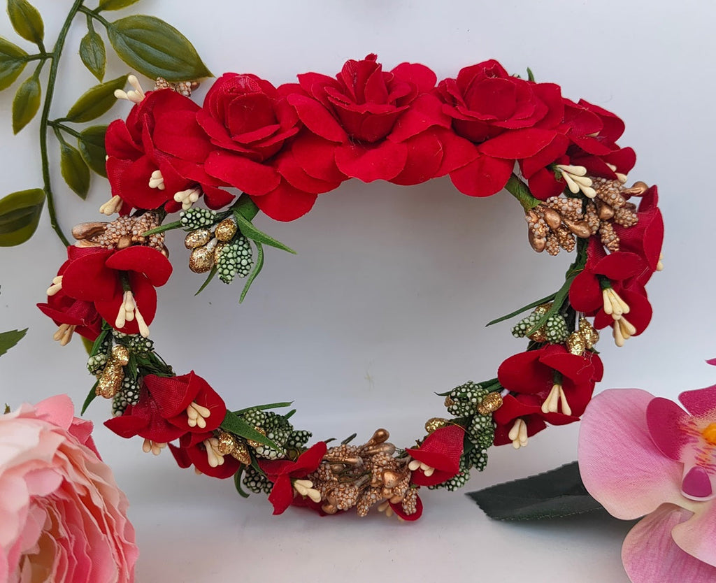 Red Bridal Flower Hair Accessories | Grocsy
