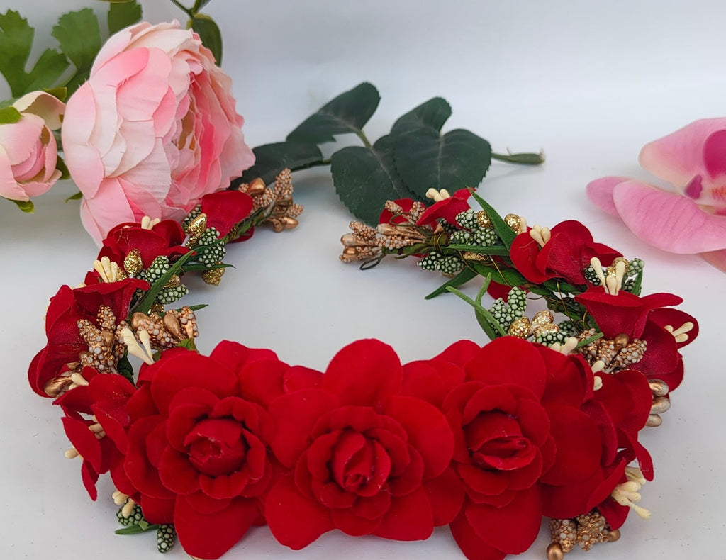 Red Bridal Flower Hair Accessories | Grocsy