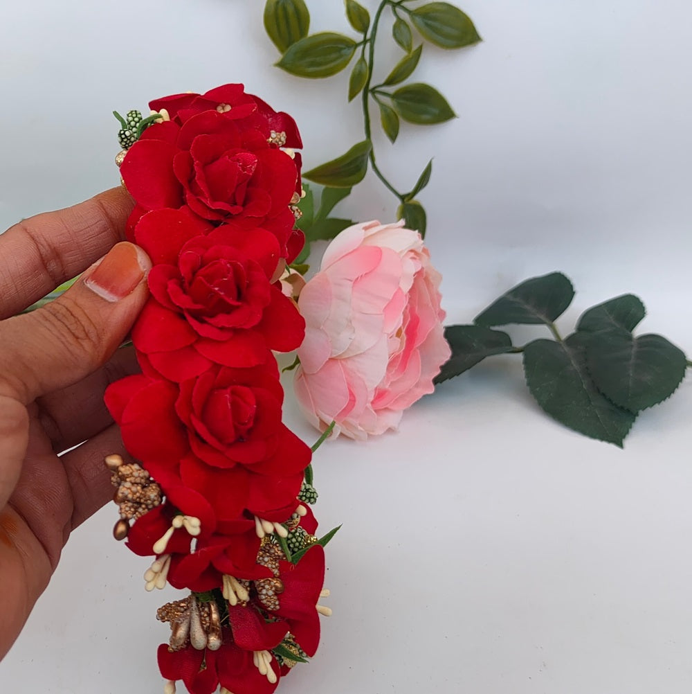 Red Bridal Flower Hair Accessories | Grocsy