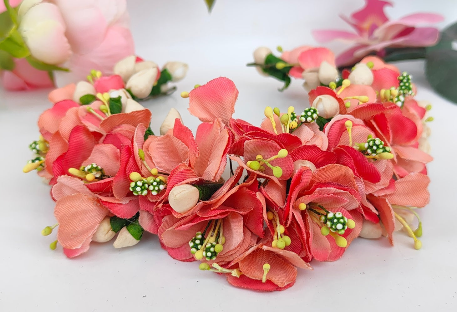 Peach Bridal Hair Gajra | Grocsy