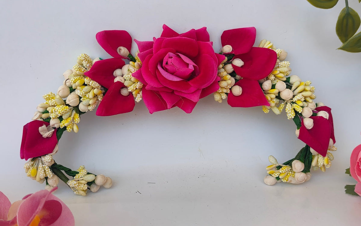 Pink Rose Flower Hair Gajra | Grocsy