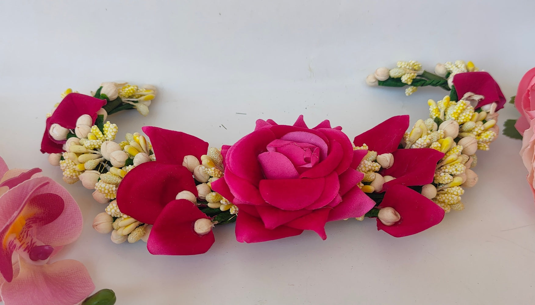 Pink Rose Flower Hair Gajra | Grocsy
