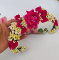 Pink Rose Flower Hair Gajra | Grocsy