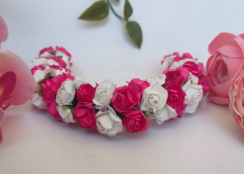 Pink & White Rose Gajra | Grocsy