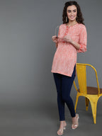 Antaran Orange Pure Cotton Printed Tunic | Grocsy