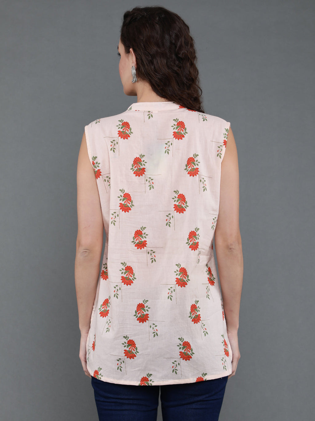 Antaran Peach Pure Cotton Printed Tunic | Grocsy