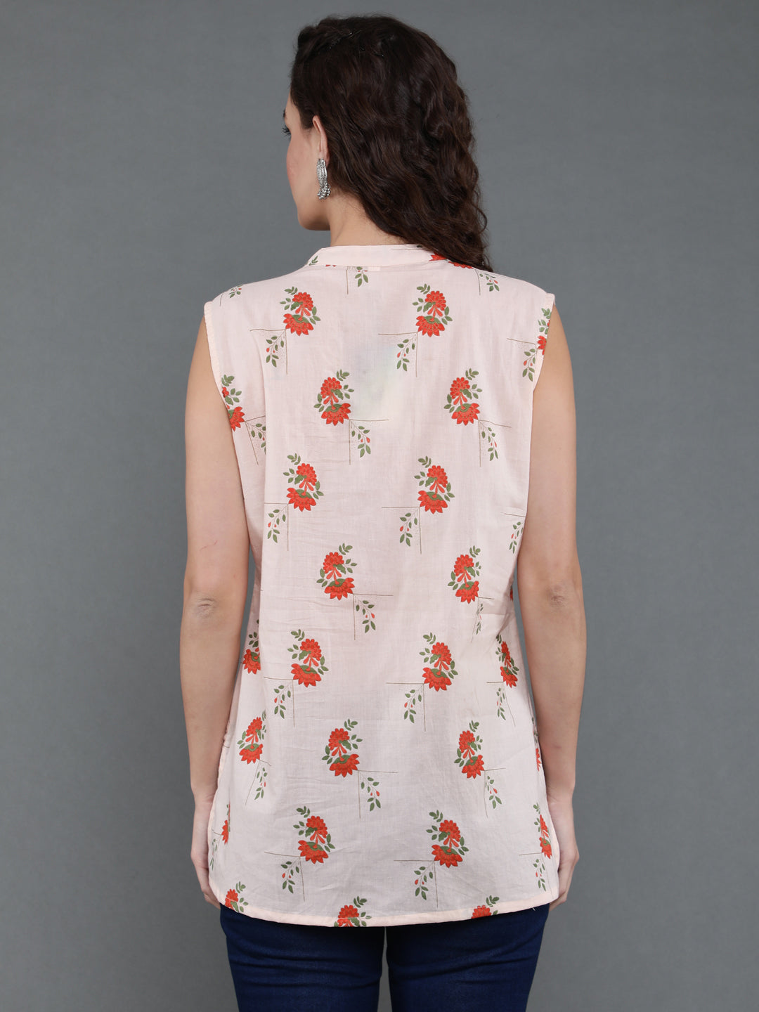 Antaran Peach Pure Cotton Printed Tunic | Grocsy