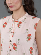 Antaran Peach Pure Cotton Printed Tunic | Grocsy
