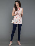 Antaran Peach Pure Cotton Printed Tunic | Grocsy