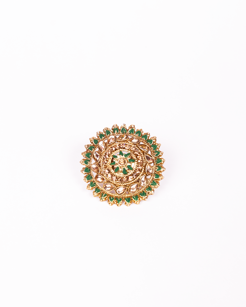 Gold-Polished Alloy Ethnic Designer Cocktail Ring - The Pari | Grocsy