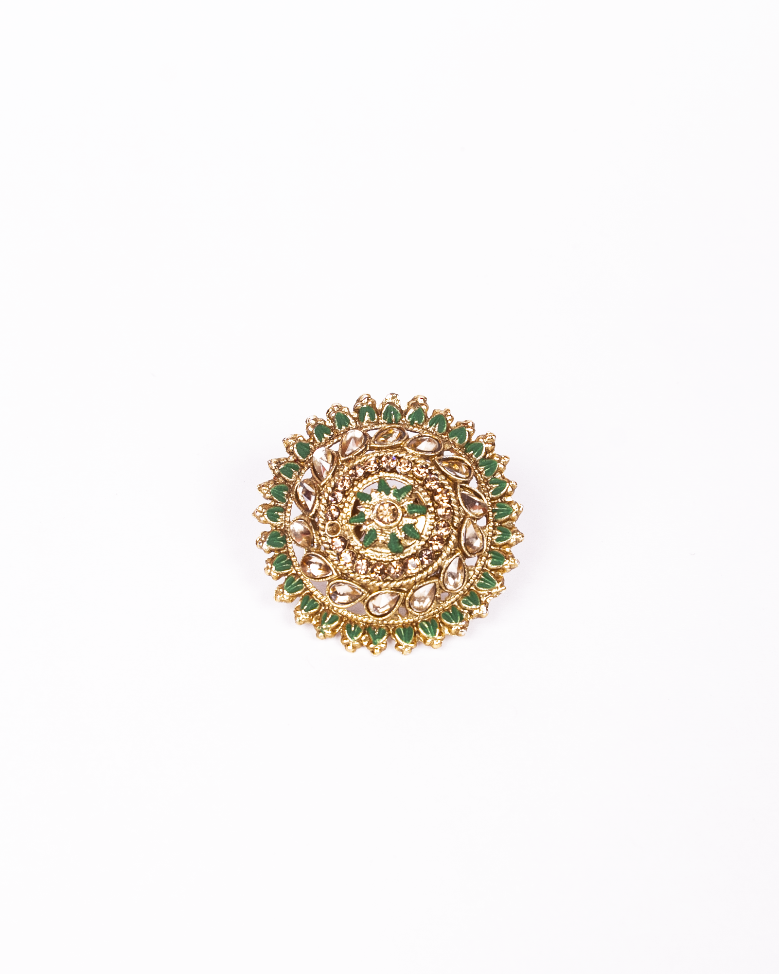 Gold-Polished Alloy Ethnic Designer Cocktail Ring - The Pari | Grocsy