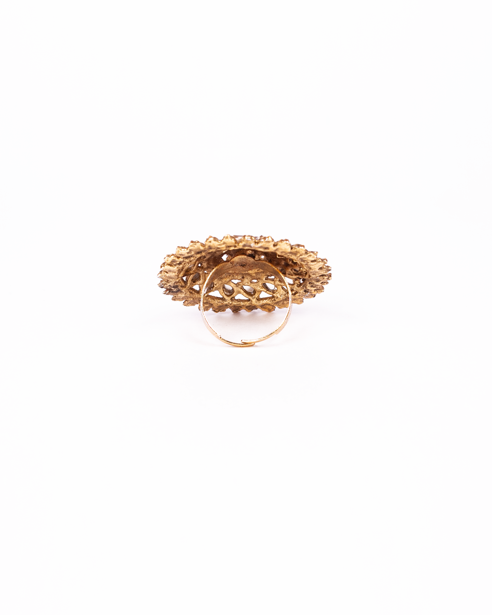 Gold-Polished Alloy Ethnic Designer Cocktail Ring - The Pari | Grocsy