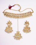 Gold-Polished Alloy Pearl And Kundan Choker Necklace Set - The Pari | Grocsy
