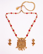 Gold-Polished Alloy Pearl And Beads Mala Pendant Set - The Pari | Grocsy