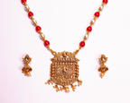 Gold-Polished Alloy Pearl And Beads Mala Pendant Set - The Pari | Grocsy
