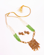 Gold-Polished Alloy Pearl And Beads Mala Pendant Set - The Pari | Grocsy