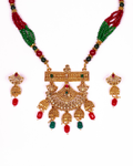Gold-Polished Alloy Pearl And Beads Mala Pendant Set - The Pari | Grocsy