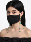 Stone And Gold-Polished Mask Chain - Ruby Raang | Grocsy