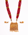 Gold-Polished Alloy Pearl And Beads Mala Pendant Set - The Pari | Grocsy