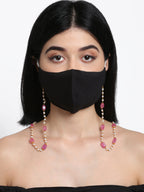 Stone And Gold-Polished Mask Chain - Ruby Raang | Grocsy