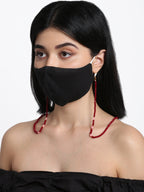 Stone And Gold-Polished Mask Chain - Ruby Raang | Grocsy