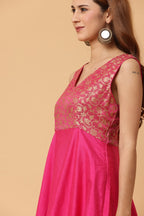 Fab Fashion Pink Sleeveless Anarkali Dress | Grocsy