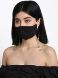 Stone And Gold-Polished Mask Chain - Ruby Raang | Grocsy