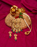 Gold-Polished Alloy Pearl And Beads Mala Pendant Set - The Pari | Grocsy