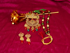Gold-Polished Alloy Pearl And Beads Mala Pendant Set - The Pari | Grocsy