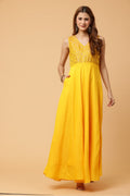 Fab Fashion Yellow Sleeveless Anarkali Dress | Grocsy