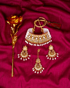 Gold-Polished Alloy Designer Pearl And Alloy Choker Necklace - The Pari | Grocsy