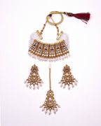 Gold-Polished Alloy Designer Pearl And Alloy Choker Necklace - The Pari | Grocsy