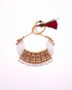 Gold-Polished Alloy Designer Pearl And Alloy Choker Necklace - The Pari | Grocsy