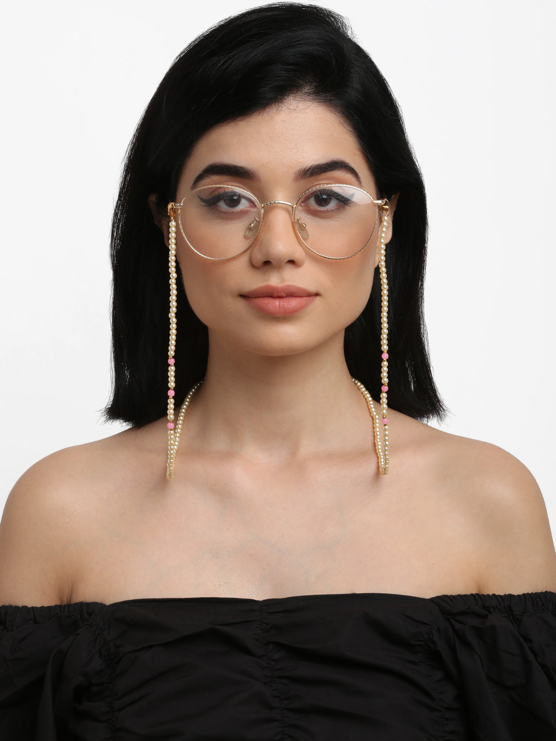 Stone And Gold-Polished Mask Chain - Ruby Raang | Grocsy