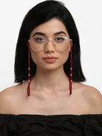 Stone And Gold-Polished Mask Chain - Ruby Raang | Grocsy