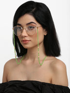 Stone And Gold-Polished Mask Chain - Ruby Raang | Grocsy