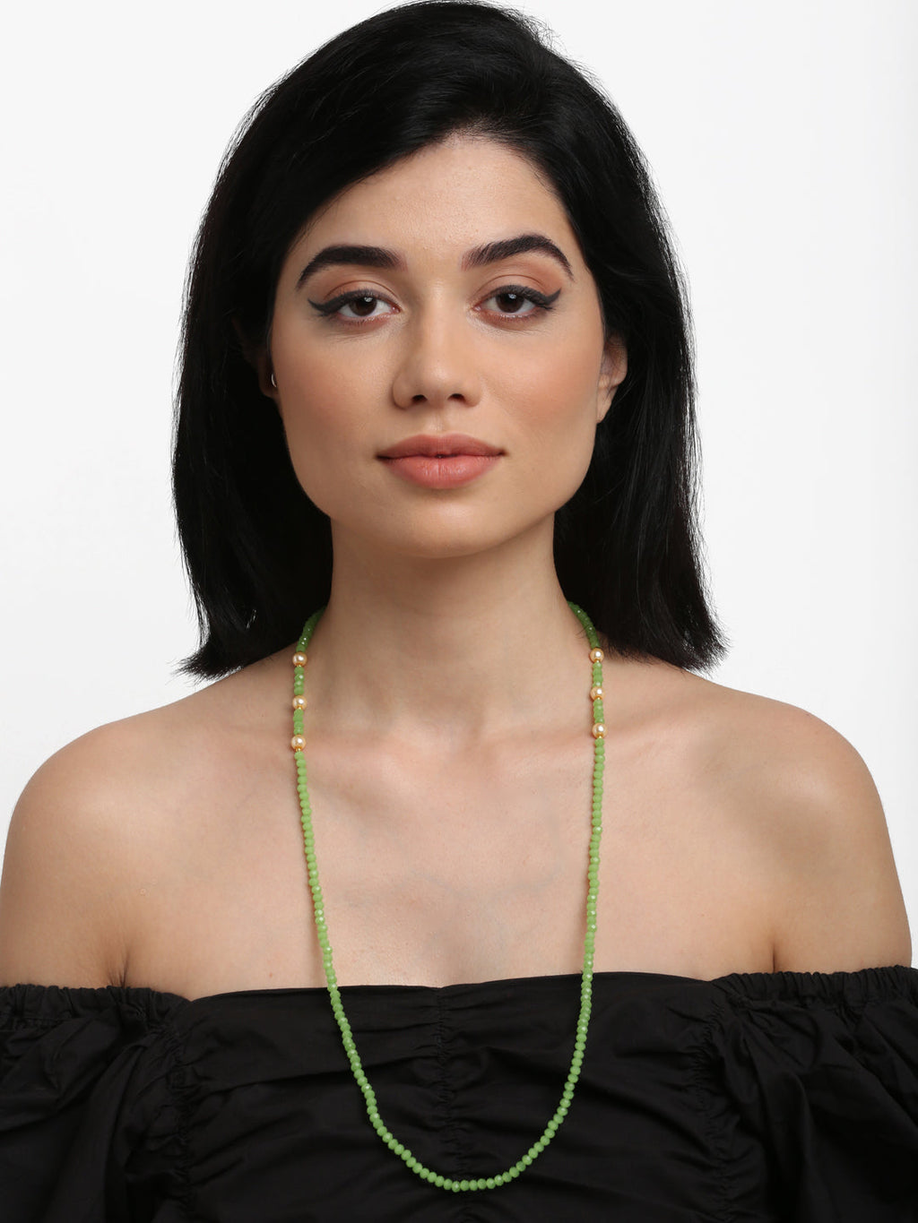 Stone And Gold-Polished Mask Chain - Ruby Raang | Grocsy