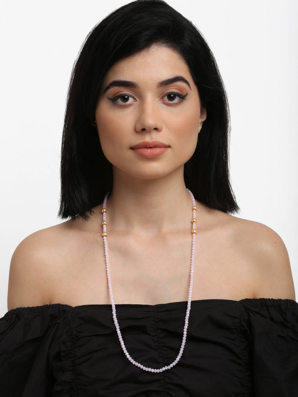 Stone And Gold-Polished Mask Chain - Ruby Raang | Grocsy