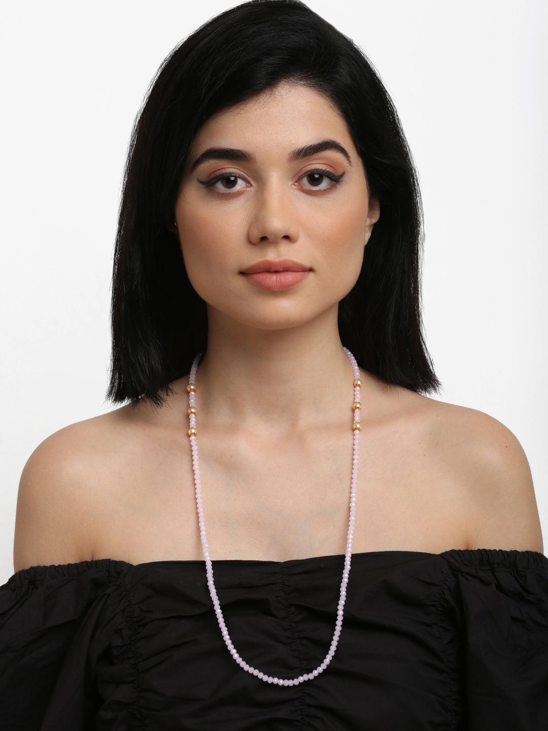 Stone And Gold-Polished Mask Chain - Ruby Raang | Grocsy