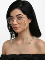 Stone And Gold-Polished Mask Chain - Ruby Raang | Grocsy