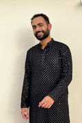 Black Mirror Designer Kurta by Hilo Design | Grocsy