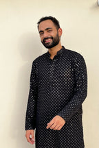 Black Mirror Designer Kurta by Hilo Design | Grocsy