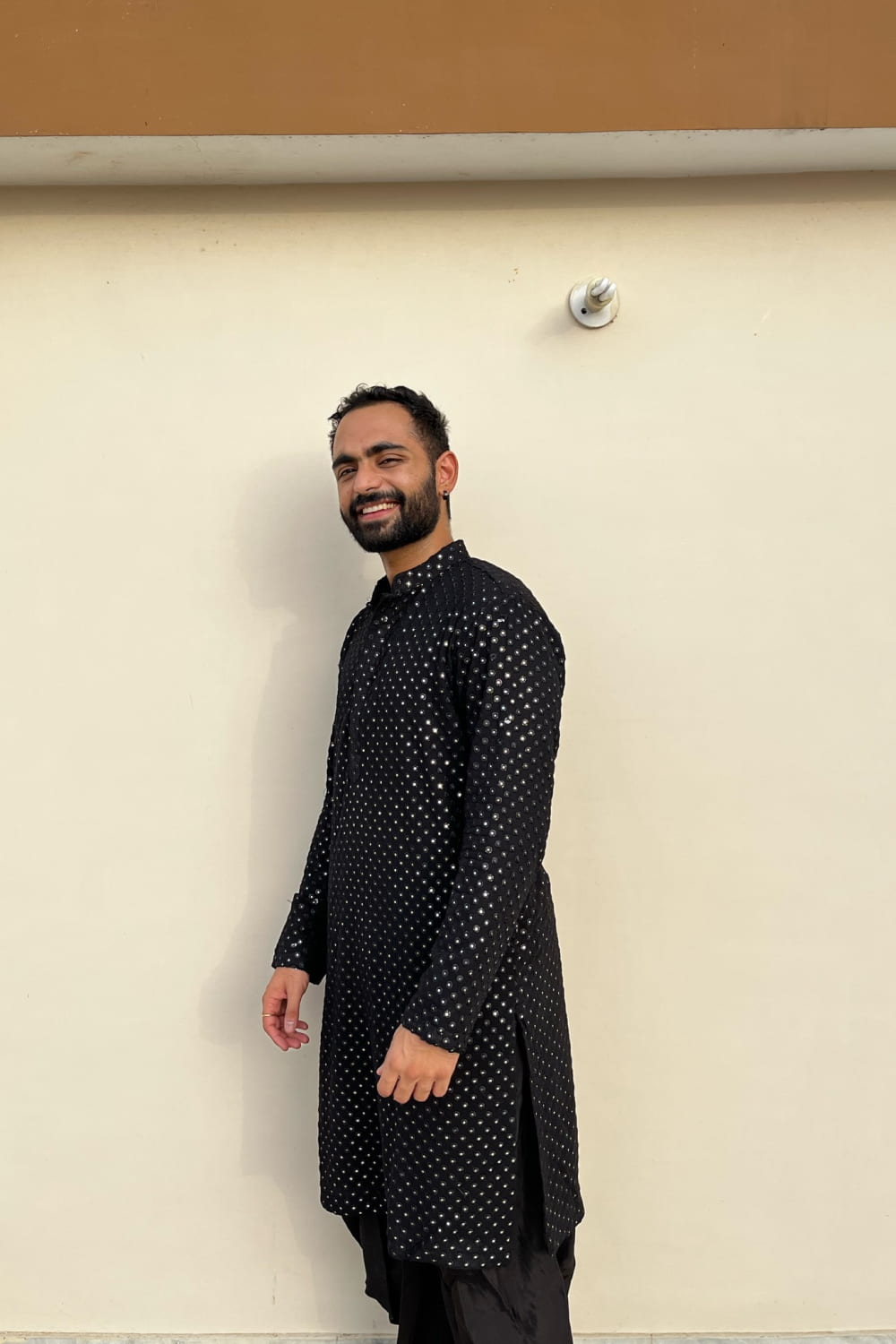 Black Mirror Designer Kurta by Hilo Design | Grocsy