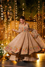 Yash Enterprise Beige Crunchy Silk Party Wear Embroidery Suit Set | Grocsy