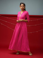 trueBrowns Pink Gold Lace Dress | Grocsy