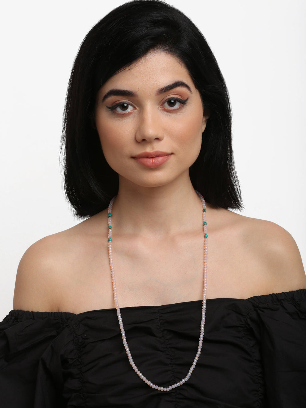 Stone And Gold-Polished Mask Chain - Ruby Raang | Grocsy