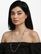 Stone And Gold-Polished Mask Chain - Ruby Raang | Grocsy